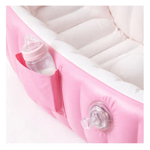 Cargar imagen en el visor de la galería, Tina Bañera Inflable Para Bebés Portátil Antideslizante + Inflador Rosa 003
