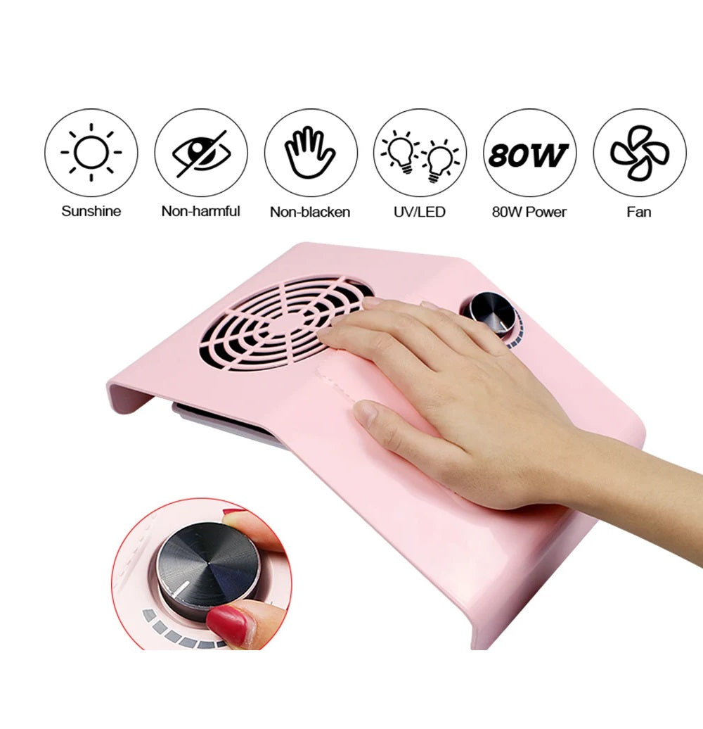 Extractor De Polvo Para Uñas 80W Con Filtro 858-2 Rosado