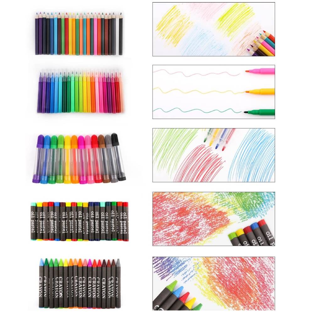 Kit de arte pintura dibujo y colores 208 piezas AZUL – Tabatina