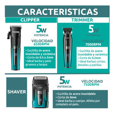 Cargar imagen en el visor de la galería, Combo Cortadora Pelo Shaver 3 En 1 Profesional V-694 Base De Carga
