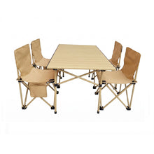 Cargar imagen en el visor de la galería, Mesa Plegable Camping + 4 Sillas Set 5 Piezas Portátil Aluminio EA777

