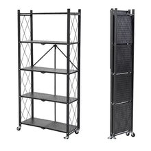 Cargar imagen en el visor de la galería, Estante Metálico Plegable Ruedas 150x65x34 Negro MU-OR4
