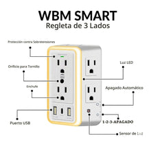 Cargar imagen en el visor de la galería, Enchufe Multitoma 9 en 1 Puertos USB Luz Nocturna LED 0281
