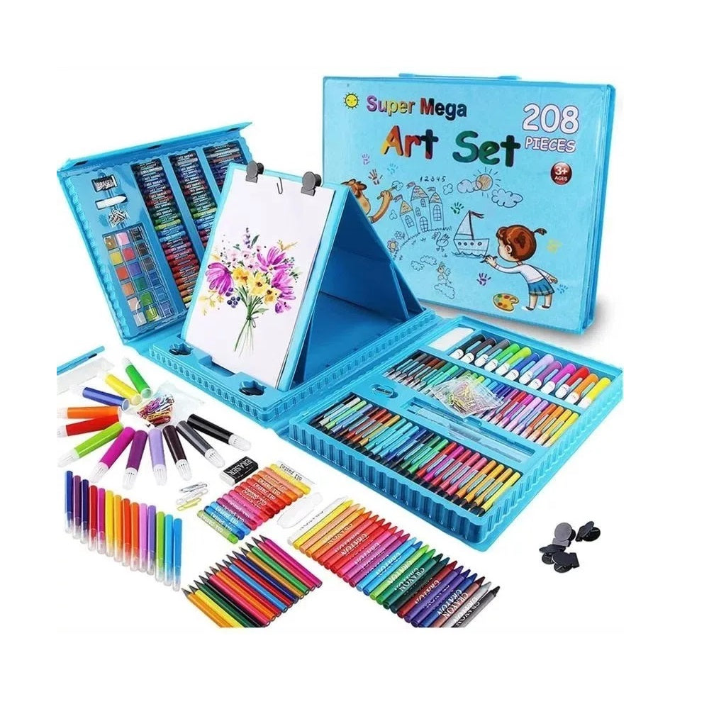 Kit De Colores 208 Piezas Juego Arte Y Dibujo Creativo Azul