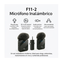 Cargar imagen en el visor de la galería, Micrófono Solapa Inalámbrico Doble F11-2
