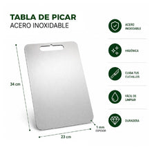 Cargar imagen en el visor de la galería, Tabla De Picar Acero Inoxidable Cocina Higienica Facil Limpieza
