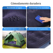 Cargar imagen en el visor de la galería, Colchón Inflable Doble Camping + Inflador Manual 190 x 150 x20cm 300 Kg Azul
