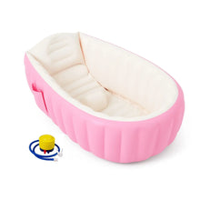 Cargar imagen en el visor de la galería, Tina Bañera Inflable Para Bebés Portátil Antideslizante + Inflador Rosa 003
