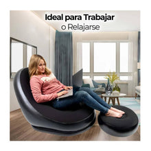 Cargar imagen en el visor de la galería, Silla Inflable Portátil Con Reposa Pies + Inflador MU-IN01 Negro
