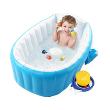 Cargar imagen en el visor de la galería, Tina Bañera Inflable Para Bebés Portátil Antideslizante + Inflador Azul 003
