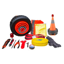 Cargar imagen en el visor de la galería, Kit Emergencia Carretera Cono Y Baliza Luz Roja 14 Piezas Portátil JYS080
