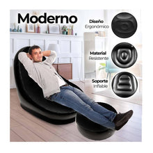 Cargar imagen en el visor de la galería, Silla Inflable Portátil Con Reposa Pies + Inflador MU-IN01 Negro
