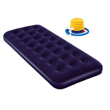 Cargar imagen en el visor de la galería, Colchón Inflable Doble Camping + Inflador Manual 190 x 150 x20cm 300 Kg Azul
