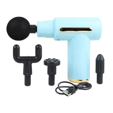Cargar imagen en el visor de la galería, Masajeador Corporal Massage Gun BM1 4 Cabezales 6 Celeste
